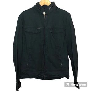 Wrk Mens Jacket Full Zip Work Relax Karma Black Pockets Zip Hood Cotton Small